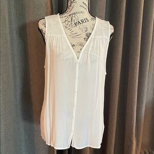 Sleeveless Button-Front V-Neck Top